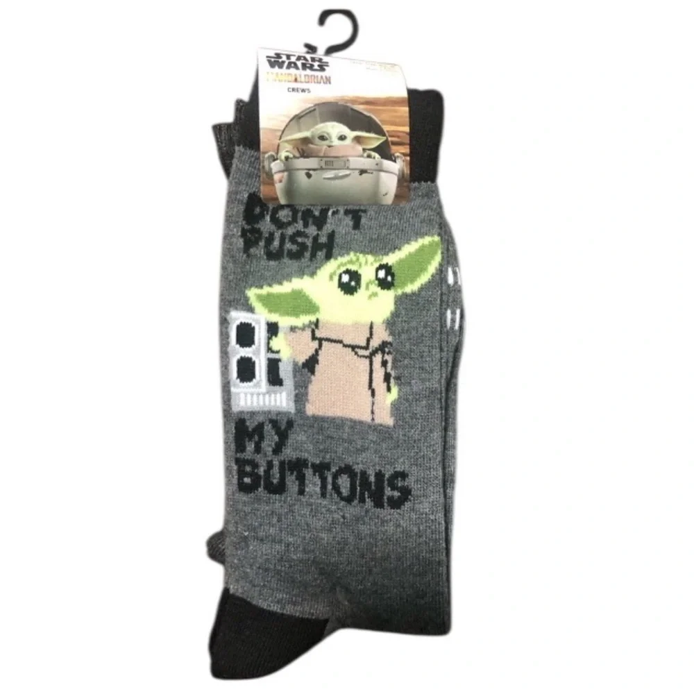 NWT Star Wars The Mandalorian The Child Baby Yoda Crew Socks 2 Pack Sz 6-1/2- 12